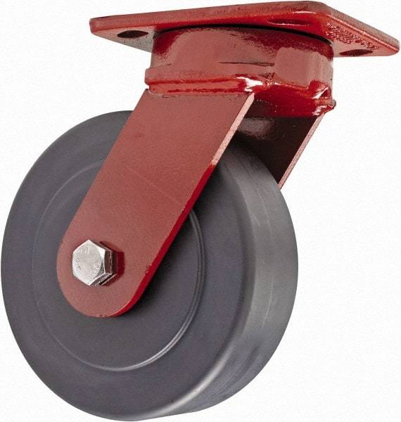 Hamilton - 6" Diam x 2" Wide x 7-1/2" OAH Top Plate Mount Swivel Caster with Brake - Plastic, 2,300 Lb Capacity, Sealed Precision Ball Bearing, 4 x 5" Plate - Makers Industrial Supply