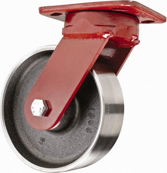 Hamilton - 6" Diam x 2" Wide x 7-1/2" OAH Top Plate Mount Swivel Caster - Steel, 2,500 Lb Capacity, Sealed Precision Ball Bearing, 4 x 5" Plate - Makers Industrial Supply