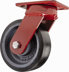 Hamilton - 6" Diam x 2" Wide x 7-1/2" OAH Top Plate Mount Swivel Caster - Polyurethane, 1,560 Lb Capacity, Sealed Precision Ball Bearing, 4 x 5" Plate - Makers Industrial Supply