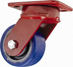 Hamilton - 4" Diam x 2" Wide x 5-5/8" OAH Top Plate Mount Swivel Caster - Polyurethane, 600 Lb Capacity, Sealed Precision Ball Bearing, 4 x 5" Plate - Makers Industrial Supply