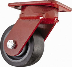 Hamilton - 4" Diam x 2" Wide x 5-5/8" OAH Top Plate Mount Swivel Caster - Steel, 1,400 Lb Capacity, Sealed Precision Ball Bearing, 4 x 5" Plate - Makers Industrial Supply