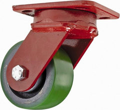 Hamilton - 4" Diam x 2" Wide x 5-5/8" OAH Top Plate Mount Swivel Caster - Polyurethane, 750 Lb Capacity, Sealed Precision Ball Bearing, 4 x 5" Plate - Makers Industrial Supply