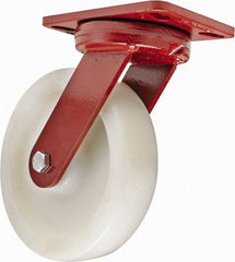 Hamilton - 8" Diam x 2" Wide x 9-3/4" OAH Top Plate Mount Swivel Caster - Plastic, 1,100 Lb Capacity, Sealed Precision Ball Bearing, 4-1/2 x 6-1/2" Plate - Makers Industrial Supply