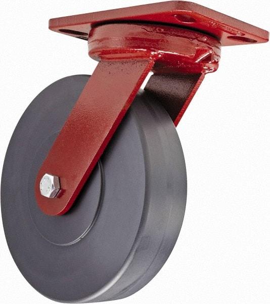 Hamilton - 8" Diam x 2" Wide x 9-3/4" OAH Top Plate Mount Swivel Caster - Plastic, 2,500 Lb Capacity, Sealed Precision Ball Bearing, 4-1/2 x 6-1/2" Plate - Makers Industrial Supply