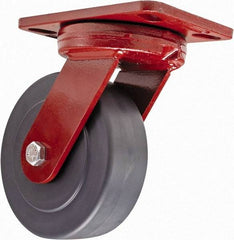 Hamilton - 6" Diam x 2" Wide x 7-3/4" OAH Top Plate Mount Swivel Caster - Plastic, 2,000 Lb Capacity, Sealed Precision Ball Bearing, 4-1/2 x 6-1/2" Plate - Makers Industrial Supply