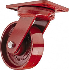 Hamilton - 6" Diam x 2" Wide x 7-3/4" OAH Top Plate Mount Swivel Caster - Steel, 1,400 Lb Capacity, Sealed Precision Ball Bearing, 4-1/2 x 6-1/2" Plate - Makers Industrial Supply