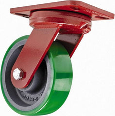 Hamilton - 6" Diam x 2" Wide x 7-3/4" OAH Top Plate Mount Swivel Caster - Polyurethane, 1,200 Lb Capacity, Sealed Precision Ball Bearing, 4-1/2 x 6-1/2" Plate - Makers Industrial Supply