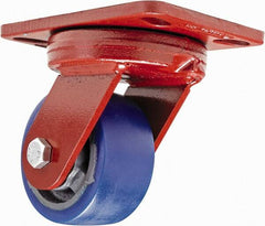 Hamilton - 4" Diam x 2" Wide x 5-5/8" OAH Top Plate Mount Swivel Caster - Polyurethane, 600 Lb Capacity, Sealed Precision Ball Bearing, 4-1/2 x 6-1/2" Plate - Makers Industrial Supply