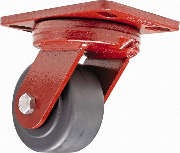 Hamilton - 4" Diam x 2" Wide x 5-5/8" OAH Top Plate Mount Swivel Caster - Plastic, 2,000 Lb Capacity, Sealed Precision Ball Bearing, 4-1/2 x 6-1/2" Plate - Makers Industrial Supply