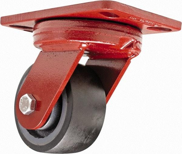 Hamilton - 4" Diam x 2" Wide x 5-5/8" OAH Top Plate Mount Swivel Caster - Polyurethane, 975 Lb Capacity, Sealed Precision Ball Bearing, 4-1/2 x 6-1/2" Plate - Makers Industrial Supply