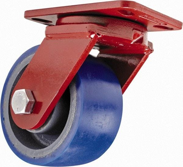 Hamilton - 6" Diam x 3" Wide x 7-1/2" OAH Top Plate Mount Swivel Caster - Polyurethane, 1,800 Lb Capacity, Sealed Precision Ball Bearing, 4-1/2 x 6-1/2" Plate - Makers Industrial Supply