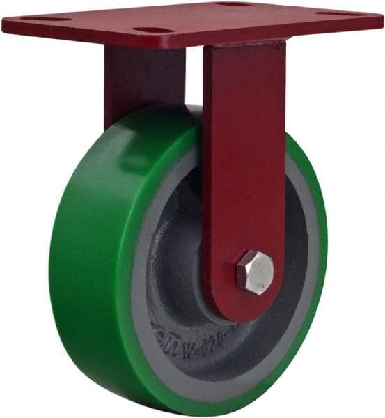 Hamilton - 6" Diam x 2" Wide x 7-1/2" OAH Top Plate Mount Rigid Caster - Polyurethane, 1,200 Lb Capacity, Sealed Precision Ball Bearing, 4 x 4-1/2" Plate - Makers Industrial Supply