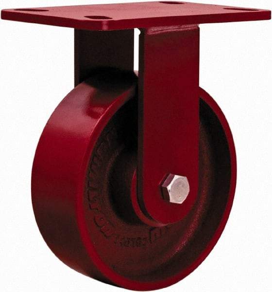 Hamilton - 6" Diam x 2" Wide x 7-1/2" OAH Top Plate Mount Rigid Caster - Steel, 1,400 Lb Capacity, Sealed Precision Ball Bearing, 4 x 4-1/2" Plate - Makers Industrial Supply