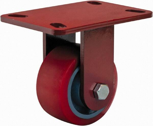 Hamilton - 4" Diam x 2" Wide x 5-5/8" OAH Top Plate Mount Rigid Caster - Polyurethane, 900 Lb Capacity, Sealed Precision Ball Bearing, 4 x 4-1/2" Plate - Makers Industrial Supply