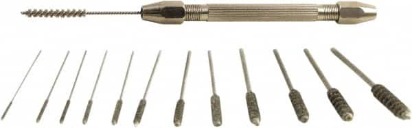 Brush Research Mfg. - 12 Piece, 1" Diam, Power Tube Brush Set - Stainless Steel Fill - Makers Industrial Supply