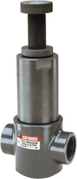 Hayward - 1/2" Pipe, Threaded Ends, PVC Pressure Regulating Valve - FPM Seal, 5 to 75 psi - Makers Industrial Supply