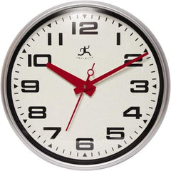 Infinity Insttruments - 13-1/2 Inch Diameter, Off White Face, Dial Wall Clock - Analog Display, Silver Case, Runs on AA Battery - Makers Industrial Supply