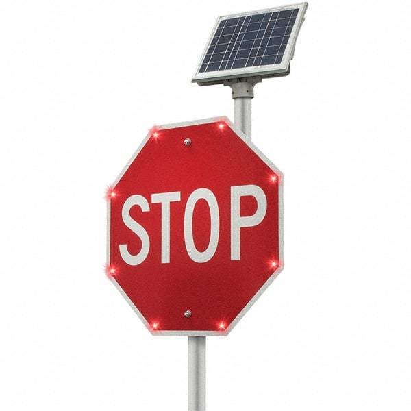 TAPCO - "Stop", 30" Wide x 24" High, Aluminum Stop & Yield Signs - White on Red, Diamond Grade Reflectivity, Octagon, Post Mount - Makers Industrial Supply