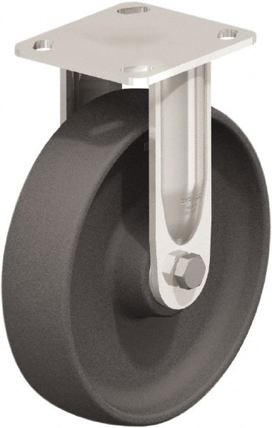 Rigid Top Plate Caster: Nylon, 8″ Wheel Dia, 2″ Wheel Width, 660 lb Capacity, 9-1/4″ OAH Nylon, 660 Lb Capacity, Ball Bearing, 4 x 4-1/2″ Plate