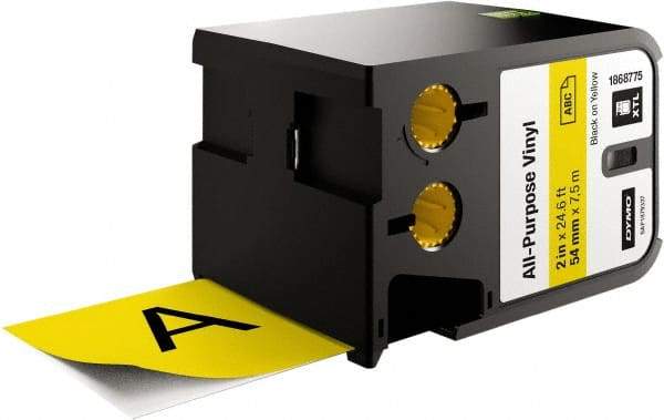 Dymo - 2" Wide x 276" Long, Black on Yellow Vinyl Cartridge - For DYMO XTL Printer 1868815 - Makers Industrial Supply