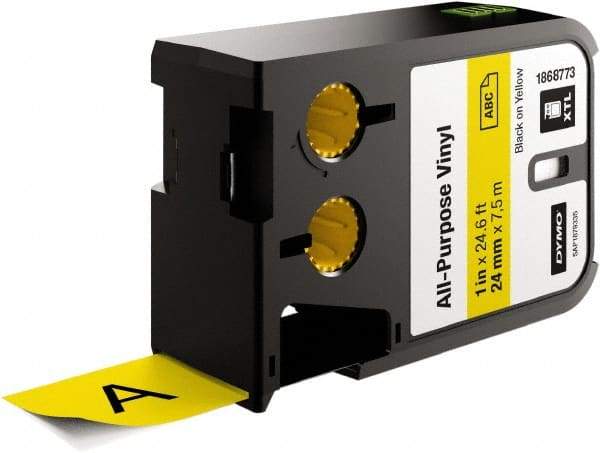 Dymo - 1" Wide x 276" Long, Black on Yellow Vinyl Cartridge - For DYMO XTL Printers 1868813, 1868814, 1868815 - Makers Industrial Supply