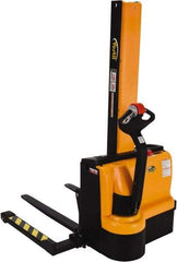 Vestil - 2,200 Lb Capacity, 61" Lift Height, Battery Powered Stacker - 1-1/2" Lowered Height, 42" Fork Length, 58" Overall Width - Makers Industrial Supply