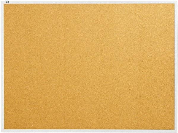 Quartet - 48" Wide x 36" High Open Cork Bulletin Board - Natural Cork over Fiberboard, Aluminum Frame - Makers Industrial Supply