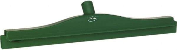 Vikan - 20" Rubber Blade Floor Squeegee - Double Edge, Green, Plastic Holder - Makers Industrial Supply