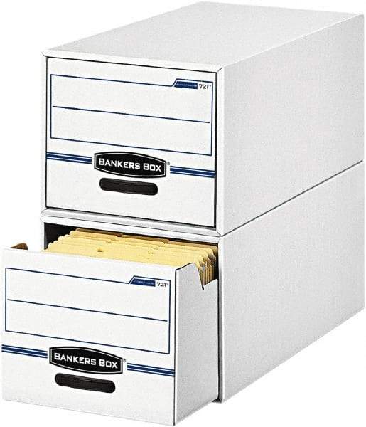 BANKERS BOX - 1 Compartment, 12 Inch Wide x 23 Inch Deep x 10 Inch High, File Storage Box - Corrugated, White and Blue - Makers Industrial Supply