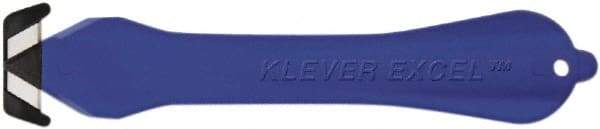 Klever Innovations - Fixed Safety Cutter - 1-1/4" Carbon Steel Blade, Blue Plastic Handle, 1 Blade Included - Makers Industrial Supply