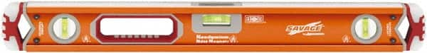 SAVAGE by SWANSON - Magnetic 24" Long 3 Vial Box Beam Level - Aluminum, Orange - Makers Industrial Supply