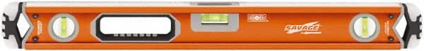 SAVAGE by SWANSON - 24" Long 3 Vial Box Beam Level - Aluminum, Orange - Makers Industrial Supply