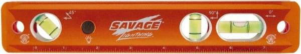 SAVAGE by SWANSON - Magnetic 9" Long 3 Vial Torpedo Level - Aluminum, Orange - Makers Industrial Supply