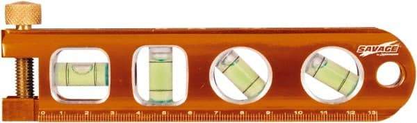 SAVAGE by SWANSON - Magnetic 9" Long 4 Vial Torpedo Level - Aluminum, Orange - Makers Industrial Supply