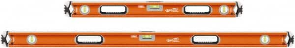 SAVAGE by SWANSON - 32" & 54" Long 3 Vial Box Beam Level - Aluminum, Orange - Makers Industrial Supply