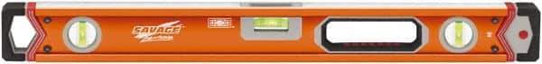 SAVAGE by SWANSON - 24" Long 3 Vial Box Beam Level - Aluminum, Orange - Makers Industrial Supply