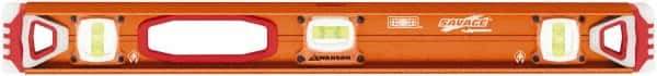 SAVAGE by SWANSON - Magnetic 24" Long 3 Vial I-Beam Level - Aluminum, Orange - Makers Industrial Supply