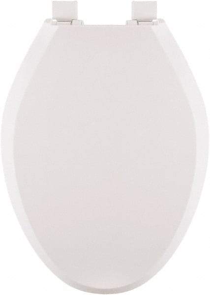 CENTOCO - 18.6 Inch Long, 1-3/4 Inch Inside Width, Polypropylene, Elongated, Closed Front with Cover, Toilet Seat - 14 Inch Outside Width, Residential Installation, White - Makers Industrial Supply