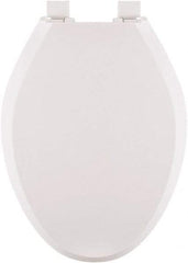 CENTOCO - 18.6 Inch Long, 1-3/4 Inch Inside Width, Polypropylene, Elongated, Closed Front with Cover, Toilet Seat - 14 Inch Outside Width, Residential Installation, White - Makers Industrial Supply