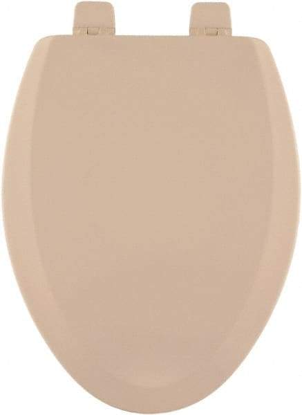 CENTOCO - 18.9 Inch Long, 2 Inch Inside Width, Polypropylene and Wood Plastic Composite, Elongated, Closed Front with Cover, Toilet Seat - 14 Inch Outside Width, Residential Installation, Bone and Almond - Makers Industrial Supply