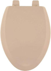 CENTOCO - 18.9 Inch Long, 2 Inch Inside Width, Polypropylene and Wood Plastic Composite, Elongated, Closed Front with Cover, Toilet Seat - 14 Inch Outside Width, Residential Installation, Bone and Almond - Makers Industrial Supply