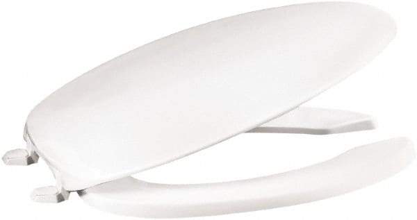 CENTOCO - 18-3/4 Inch Long, 2 Inch Inside Width, Polypropylene, Elongated, Open Front with Cover, Toilet Seat - 14 Inch Outside Width, Commercial, Hotel-Motel, Institutional Installation, White - Makers Industrial Supply