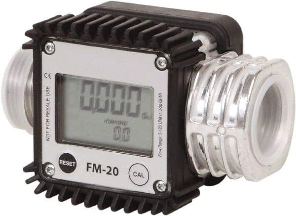 PRO-LUBE - 1" NPT Port Electronic Digital Flowmeter & Totalizer - 300 Max psi, 1.3 to 32 GPM, Aluminum - Makers Industrial Supply