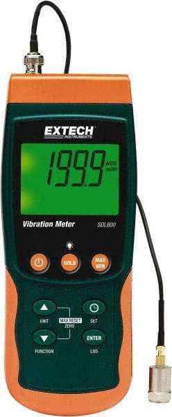 Extech - 10Hz to 1kHz (mm), LCD Vibration Meter Datalogger - 6 AA Batteries - Makers Industrial Supply