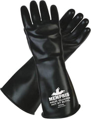 MCR Safety - Size S (7), 14" Long, 25 mil Thick, Butyl Chemical Resistant Gloves - Smooth Finish, Black - Makers Industrial Supply