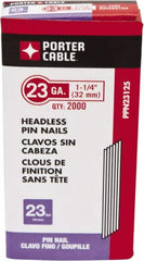 Porter-Cable - 23 Gauge 1-1/4" Long Pin Nails for Power Nailers - Steel, Galvanized Finish, Smooth Shank, Straight Stick Collation, Chisel Point - Makers Industrial Supply