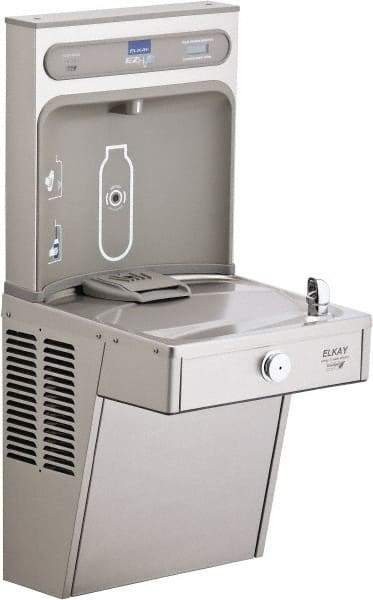 ELKAY - 8 GPH Cooling Capacity Barrier Free Wall Mounted Water Cooler & Fountain - Bottle Filling, 20 to 105 psi, 0.20 hp, Stainless Steel - Makers Industrial Supply