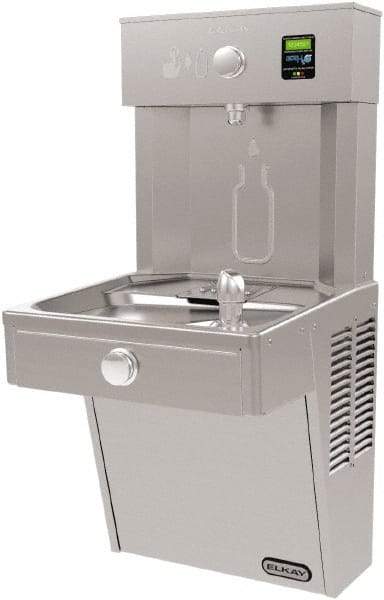 ELKAY - 8 GPH Cooling Capacity Barrier Free Wall Mounted Water Cooler & Fountain - Bottle Filling, 20 to 105 psi, 0.20 hp, Stainless Steel - Makers Industrial Supply