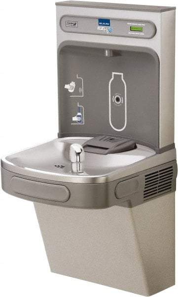 ELKAY - 8 GPH Cooling Capacity Barrier Free Wall Mounted Water Cooler & Fountain - Bottle Filling, 20 to 105 psi, 0.20 hp, Stainless Steel - Makers Industrial Supply