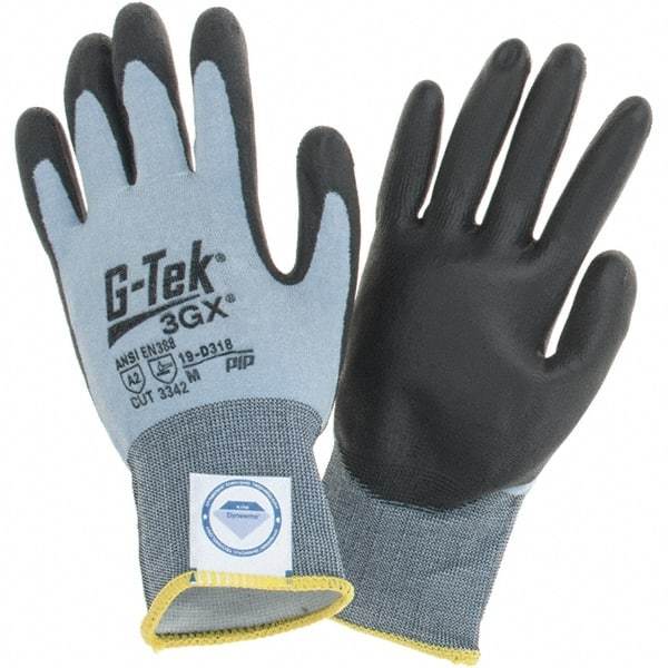 PIP - Size M, ANSI Cut Lvl A2, Cut Resistant Gloves - Palm & Fingers Coated, Blue/Black - Makers Industrial Supply